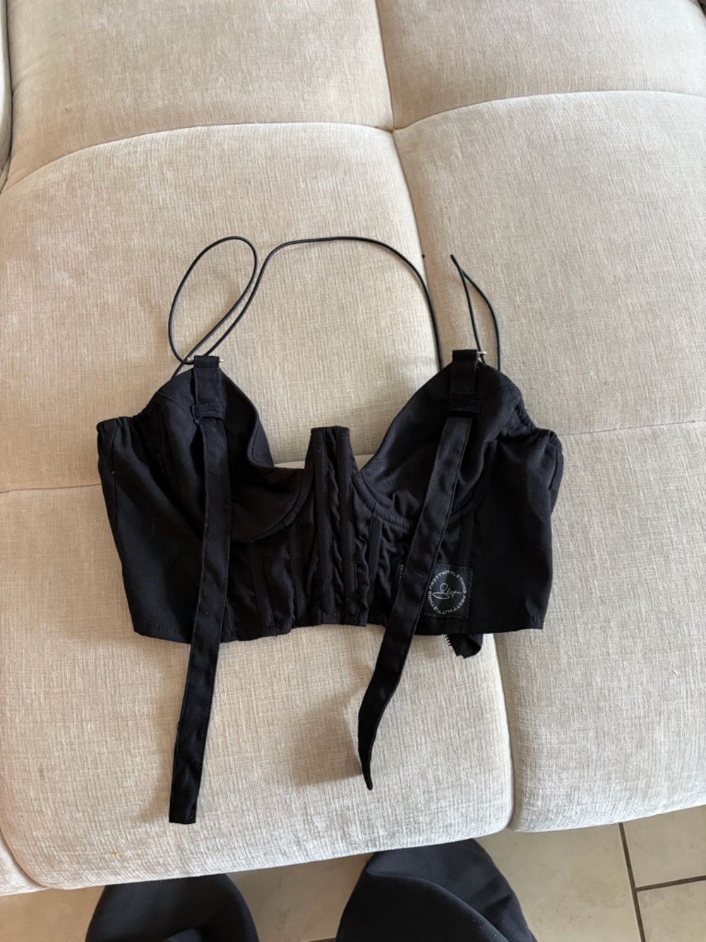 PrettyLittleThing Black Corset Crop Top